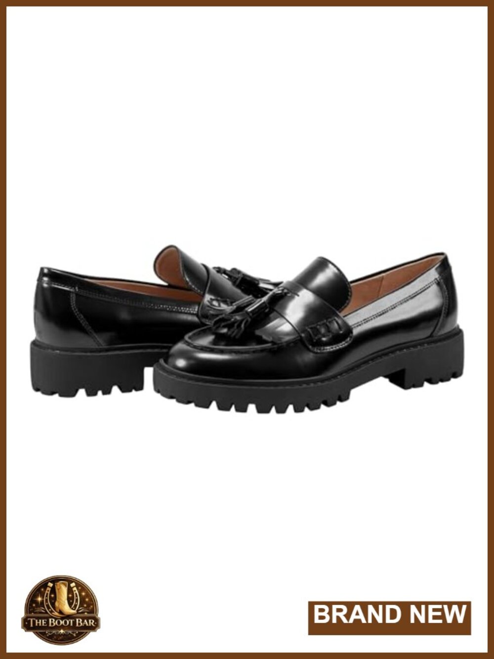 Marc Fisher LTD Women's Leather Tassel Lug Sole Loafers Slip-On Casual Shoes